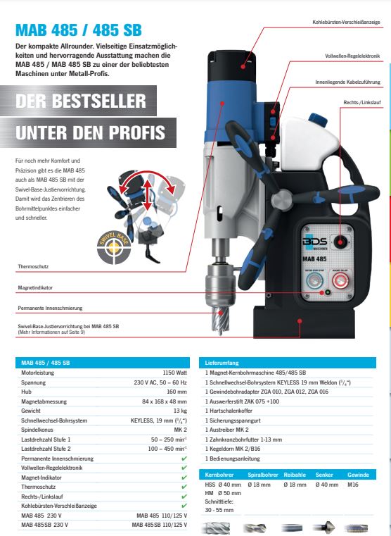 Magnetbohrmaschine MABasic 485 SB