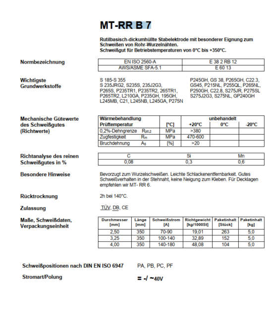 RR B 7 Elektrode 3,25 x 350mm